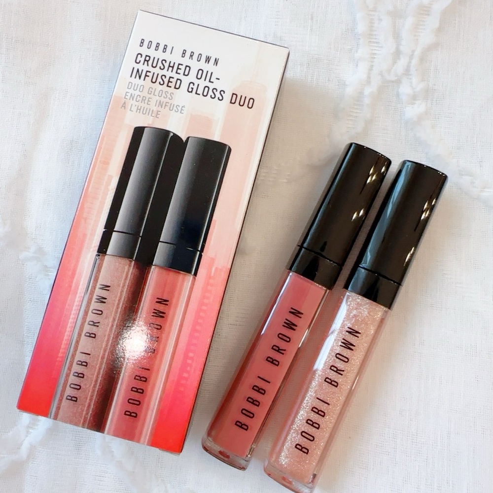 BOBBI BROWN Crushed Oil-Infused Lip Gloss Duo  BARE SPARKLE AND NEW ROMANTIC NIB